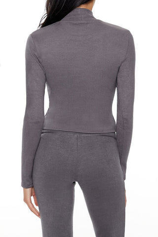 Cropped Mock Neck Top