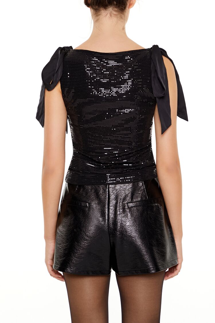  Forever 21 Sequin Bow Crop Top - black - Bonton