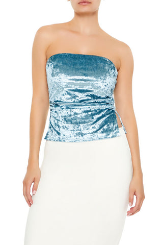 Split-Hem Velvet Tube Top
