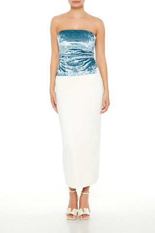 Split-Hem Velvet Tube Top