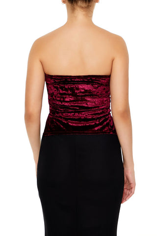 Split-Hem Velvet Tube Top
