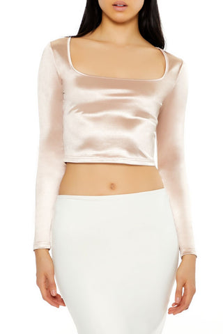 Satin Square-Cut Crop Top
