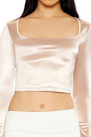 Satin Square-Cut Crop Top