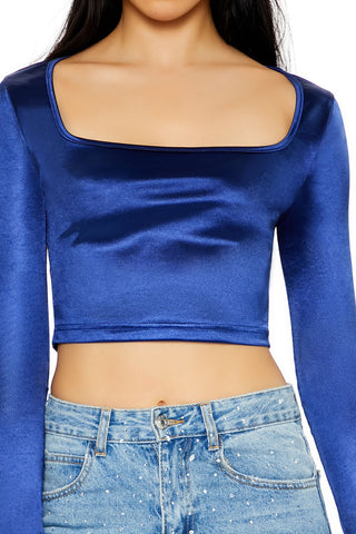 Satin Square-Cut Crop Top