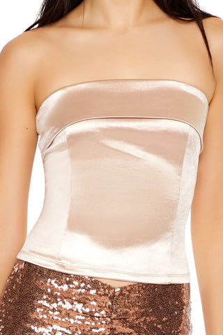 Satin Foldover Tube Crop Top