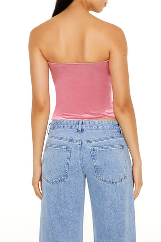 Satin Foldover Tube Crop Top