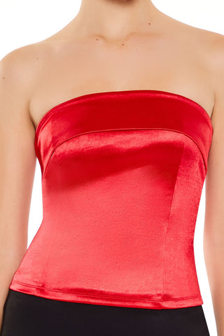 Satin Foldover Tube Crop Top