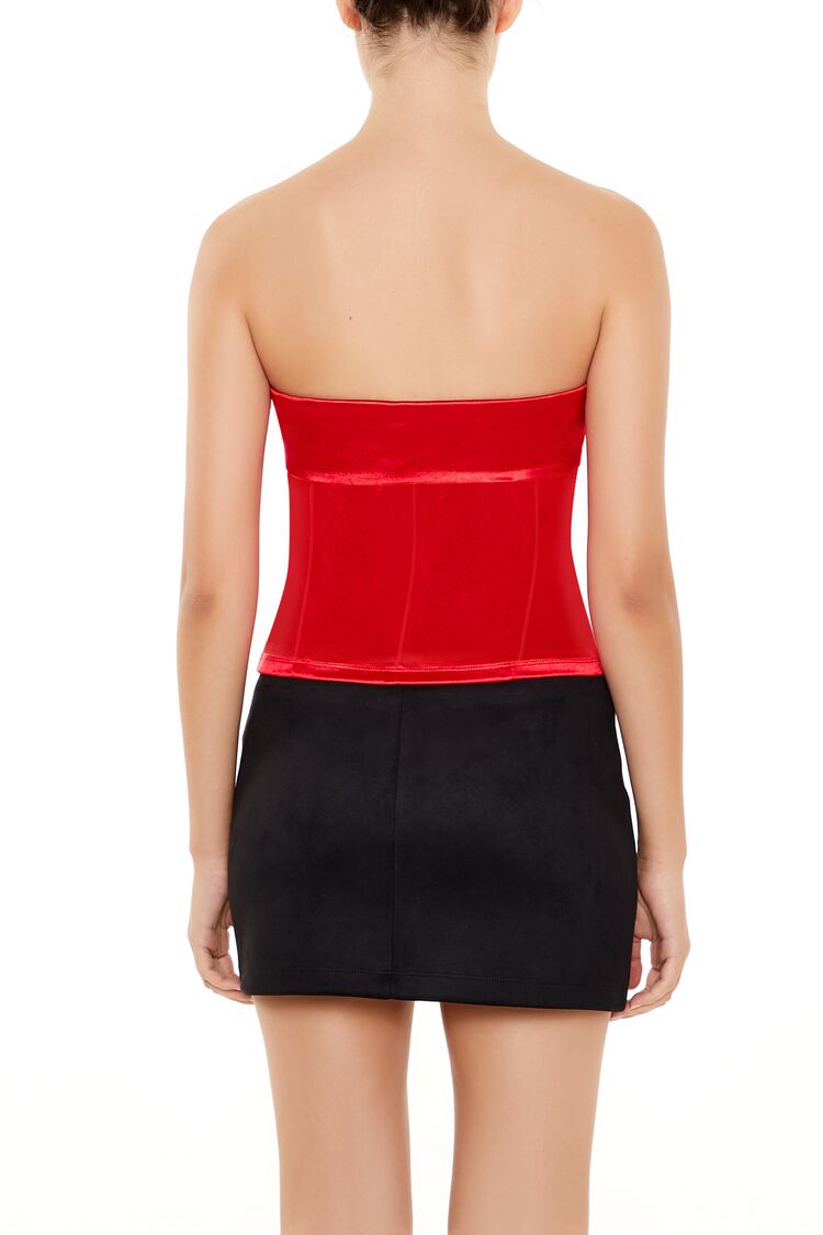  Forever 21 Satin Foldover Tube Crop Top - cream - Bonton