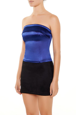 Satin Foldover Tube Crop Top