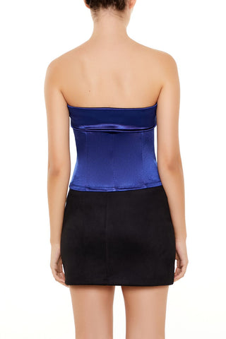 Satin Foldover Tube Crop Top