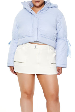 Plus Size Bow Puffer Jacket