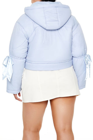 Plus Size Bow Puffer Jacket