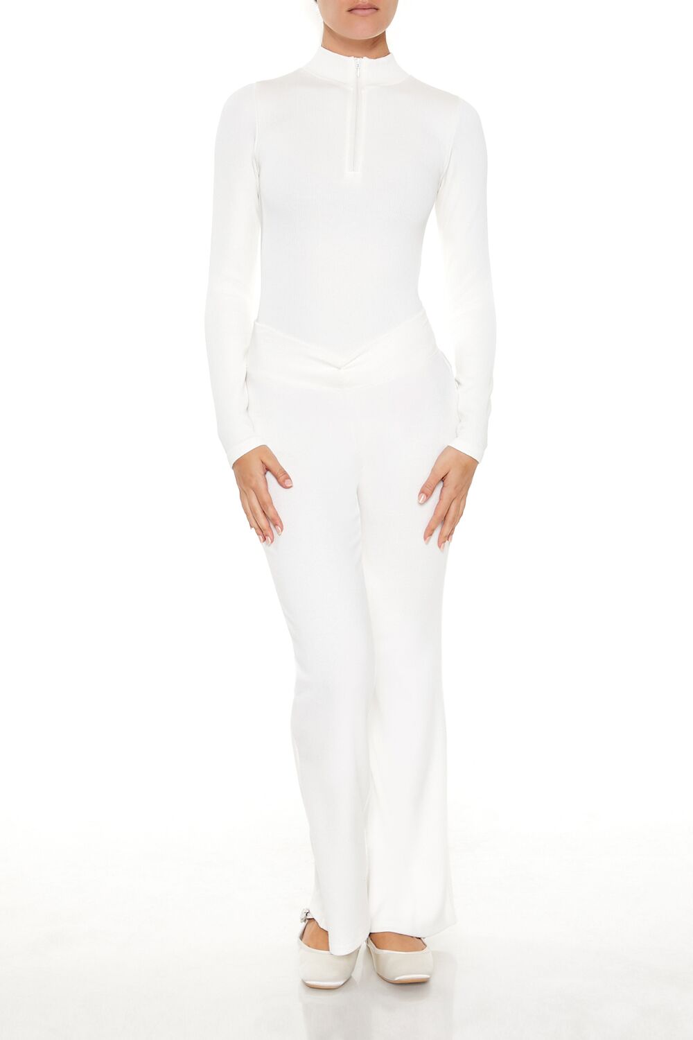  Forever 21 Seamless Half-Zip Bodysuit - black - Bonton