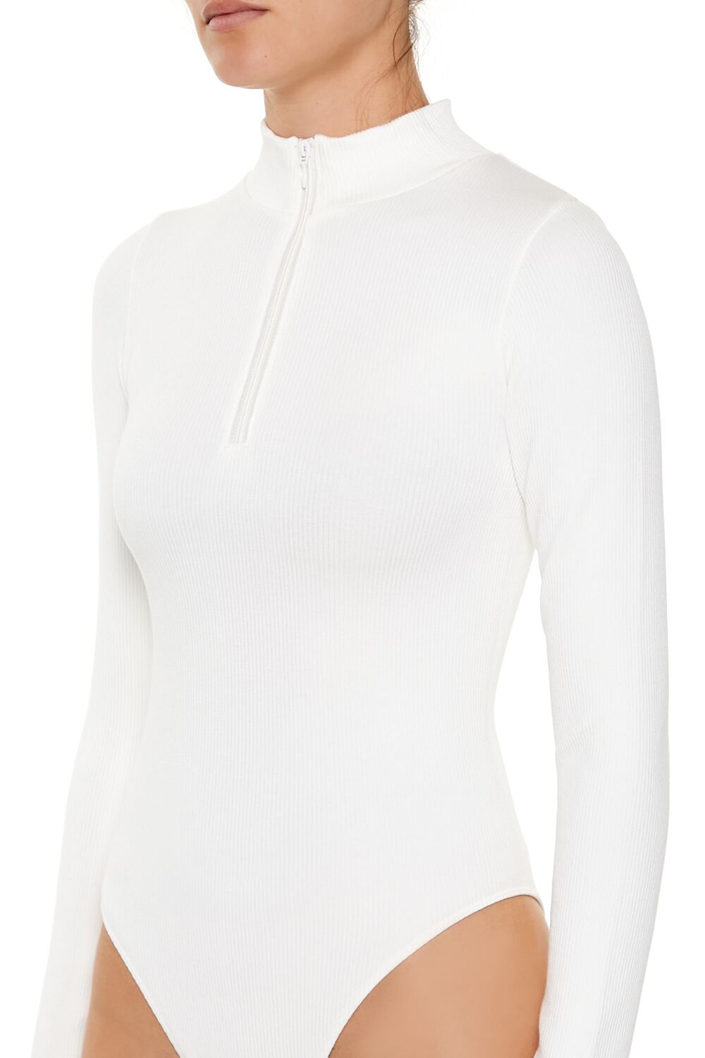  Forever 21 Seamless Half-Zip Bodysuit - black - Bonton