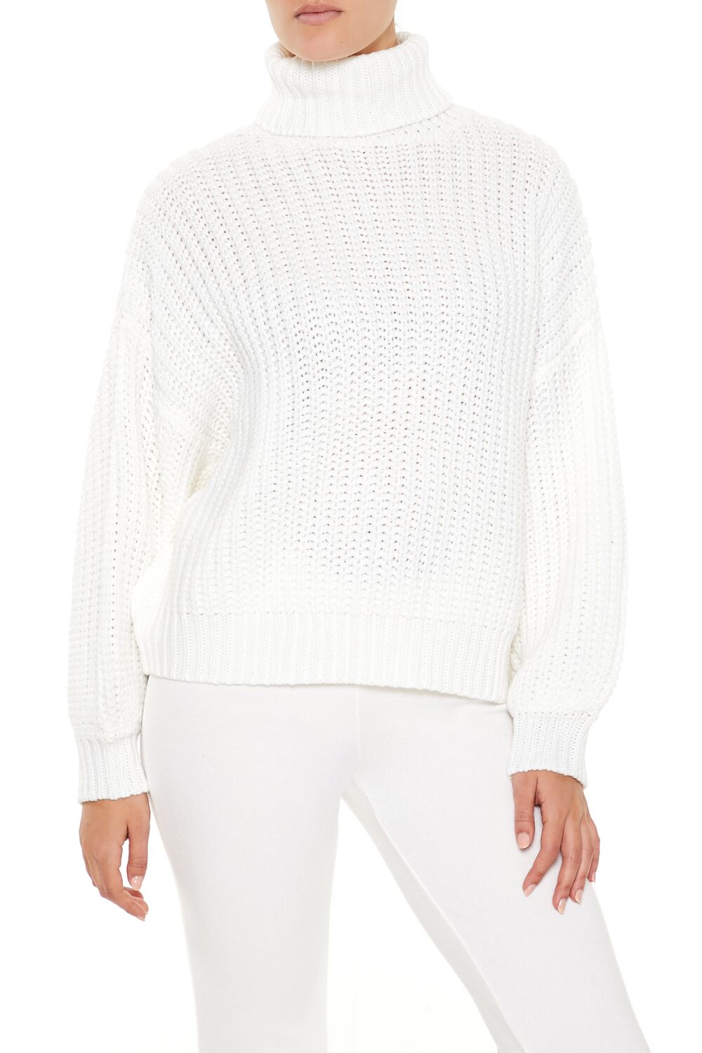  Forever 21 Turtleneck Knit Sweater - white - Bonton