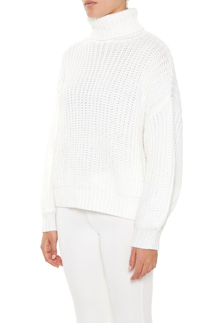  Forever 21 Turtleneck Knit Sweater - white - Bonton