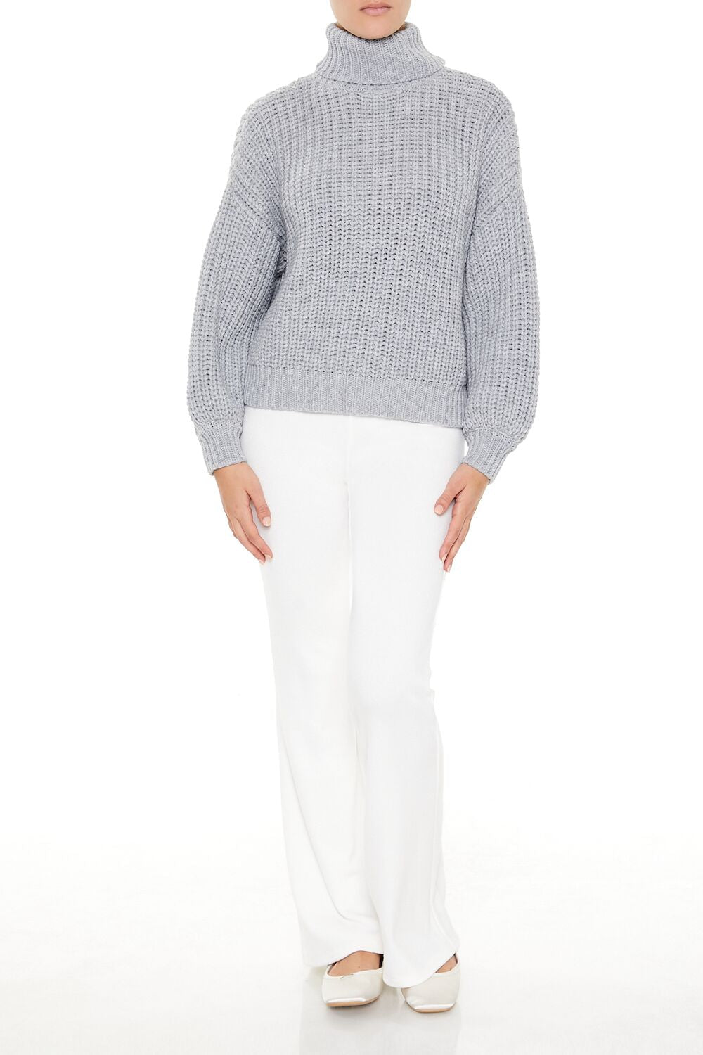  Forever 21 Turtleneck Knit Sweater - white - Bonton