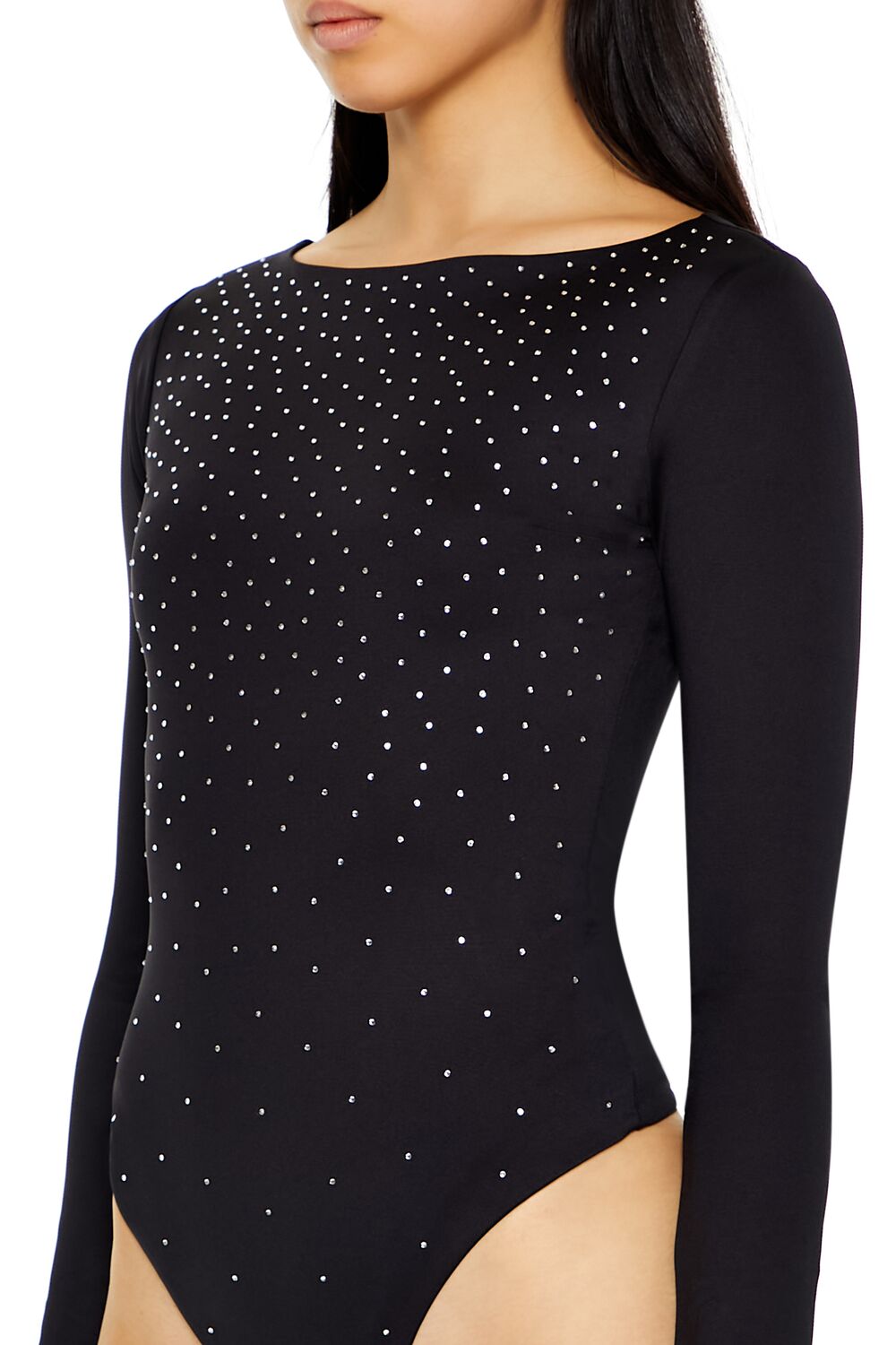  Forever 21 Contour Sculpt Rhinestone Bodysuit - black - Bonton