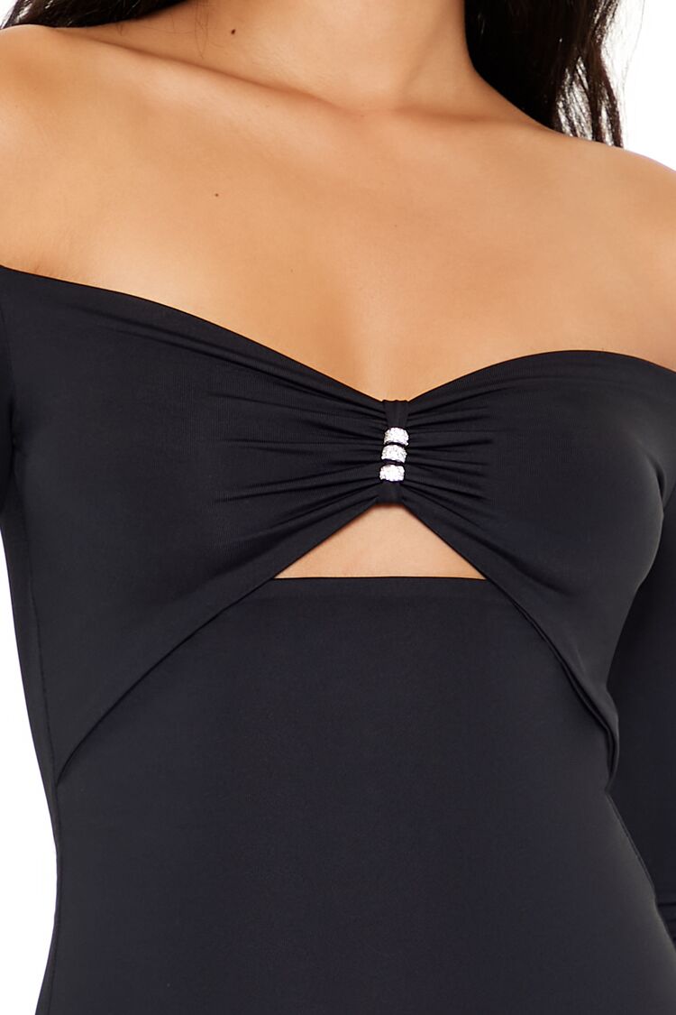  Forever 21 Contour Sculpt Off-the-Shoulder Top - black - Bonton