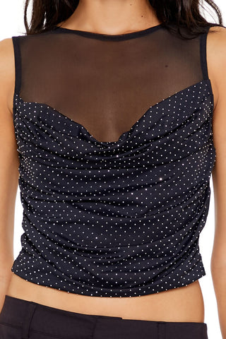 Rhinestone Illusion Crop Top
