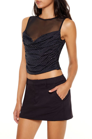 Rhinestone Illusion Crop Top