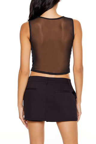 Rhinestone Illusion Crop Top