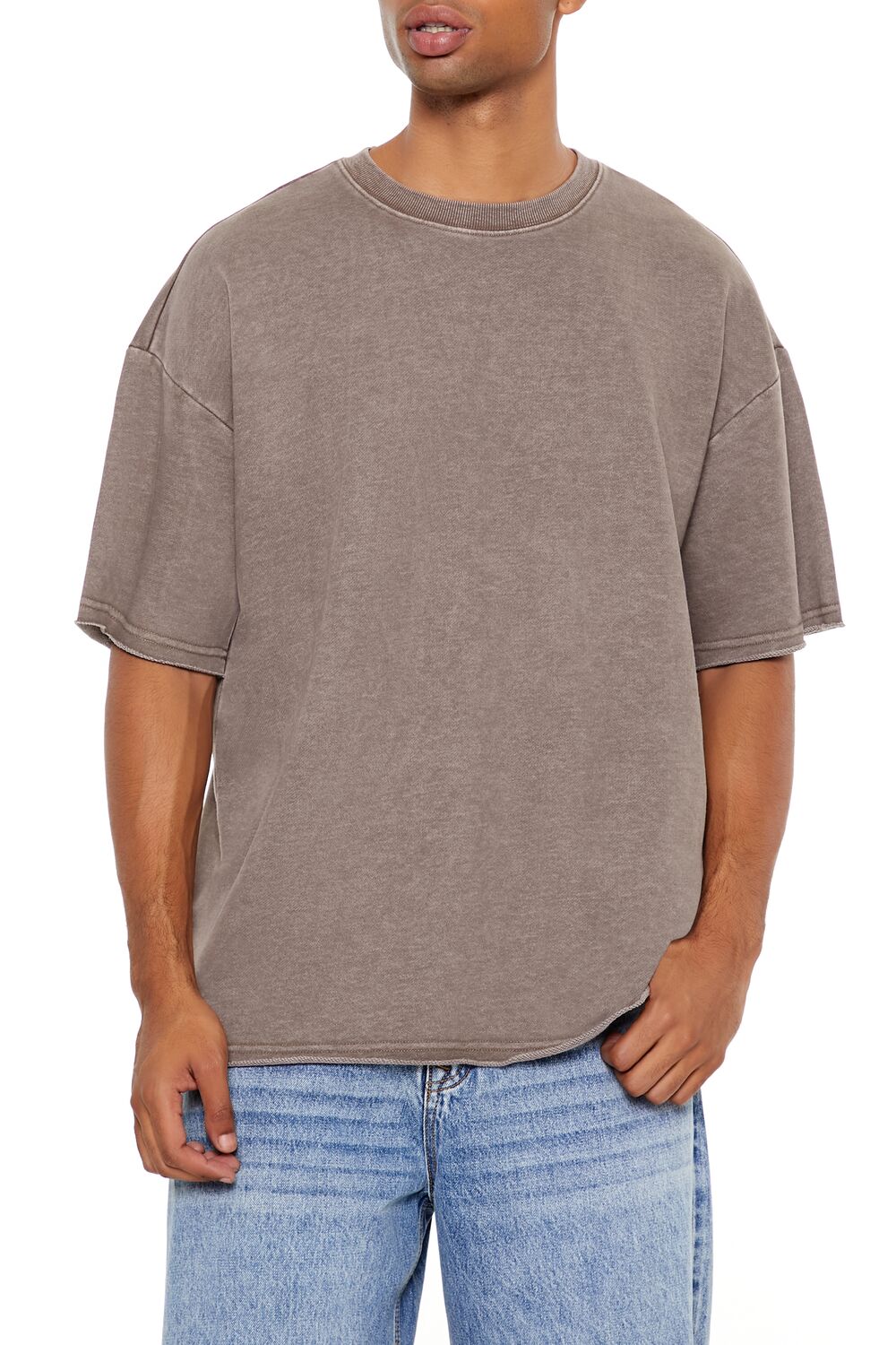  Forever 21 Mineral Wash Crew Tee - oatmeal - Bonton