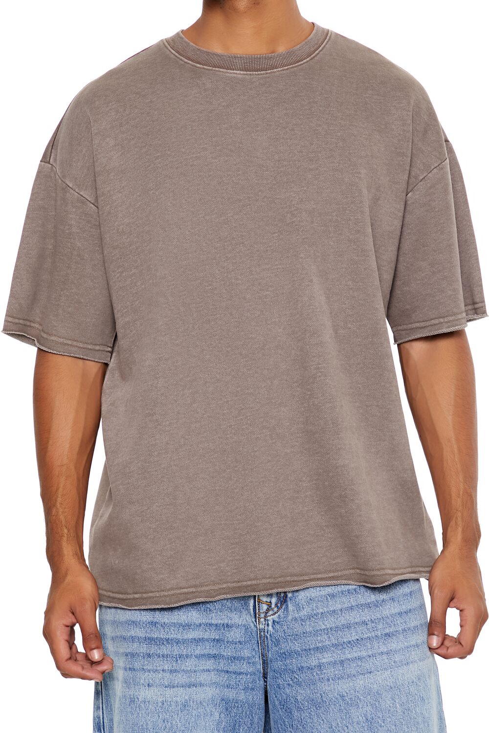  Forever 21 Mineral Wash Crew Tee - oatmeal - Bonton