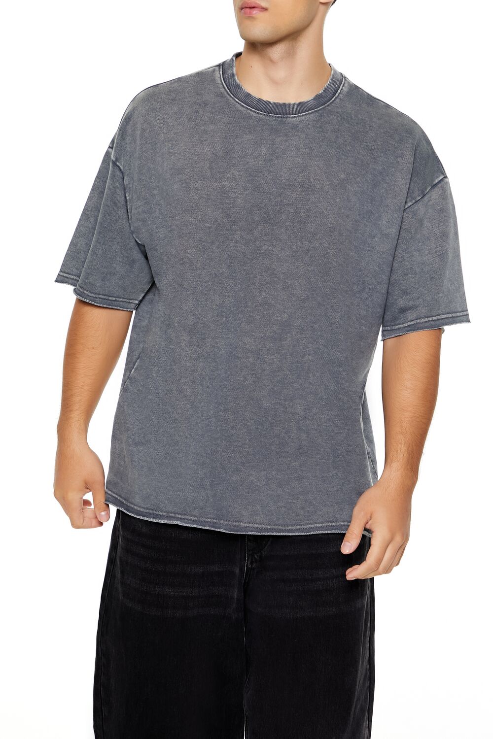  Forever 21 Mineral Wash Crew Tee - oatmeal - Bonton