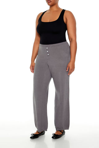 Plus Size Sweater-Knit Wide Pants