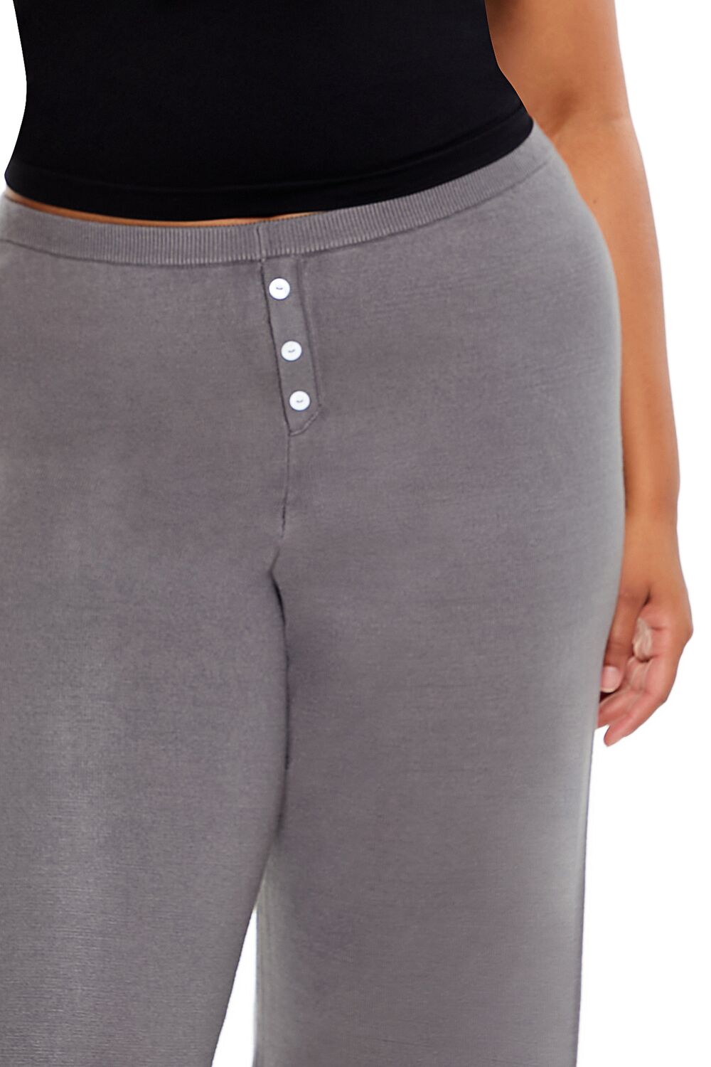  Forever 21 Plus Size Sweater-Knit Wide Pants - dark-grey - Bonton