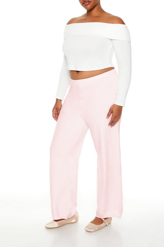 Plus Size Sweater-Knit Wide Pants