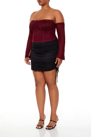Plus Size Drawstring Mini Skirt