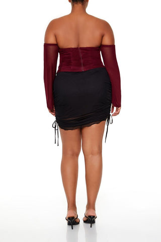Plus Size Drawstring Mini Skirt