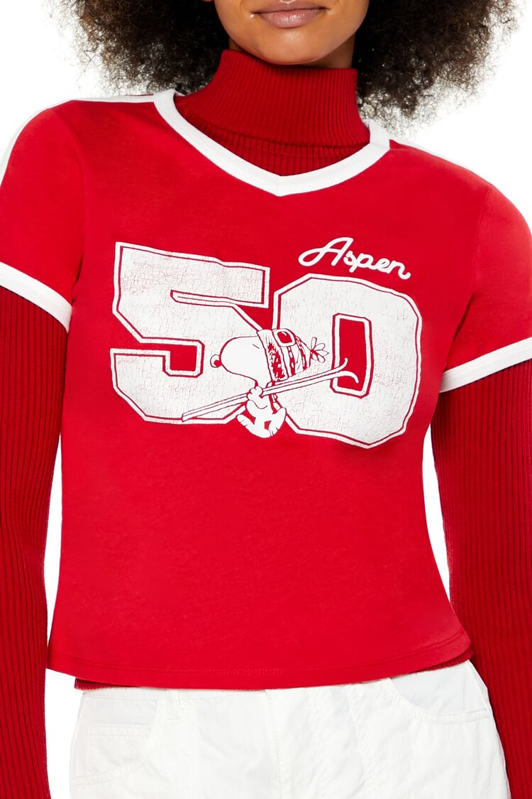  Forever 21 Snoopy Aspen Ringer Tee - red multi - Bonton
