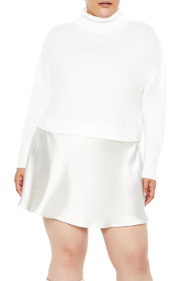  Forever 21 Plus Size Turtleneck Sweater - white - Bonton
