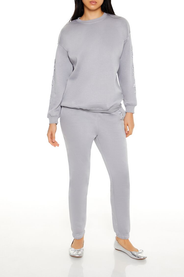  Forever 21 Glitter Lightning Bolt Pullover - grey multi - Bonton