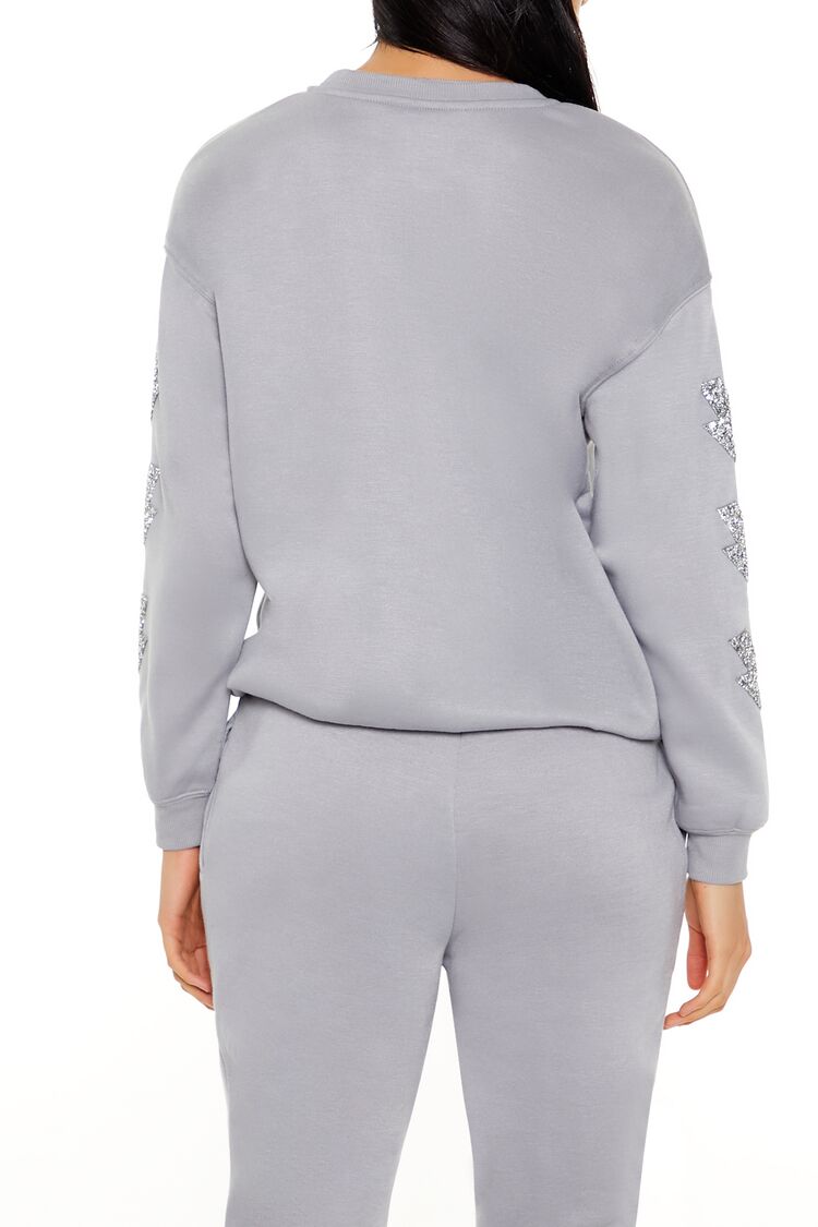  Forever 21 Glitter Lightning Bolt Pullover - grey multi - Bonton