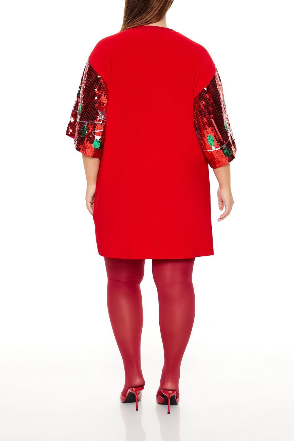 Plus Size Sequin Christmas Lights T-Shirt Dress | Size: 0X/1X by Bonton Plus Size Sequin Christmas Lights T-Shirt Dress | Size: 0X/1X by Bonton
