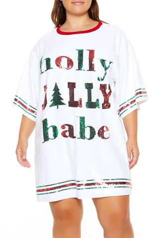 Plus Size Sequin Jolly Babe T-Shirt Dress