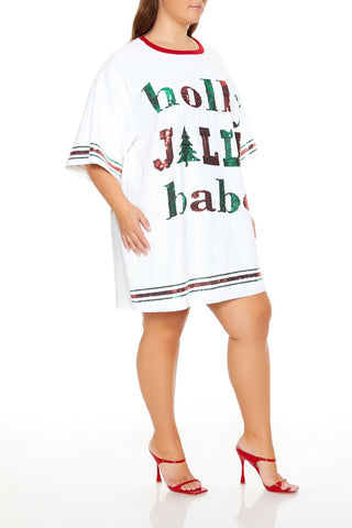 Plus Size Sequin Jolly Babe T-Shirt Dress