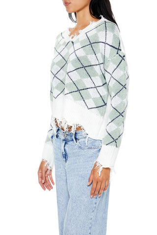 Cropped Argyle Sweater