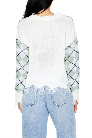 Cropped Argyle Sweater