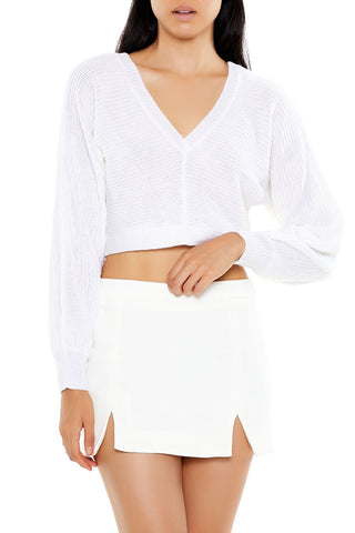 Open-Back Cropped Sweater