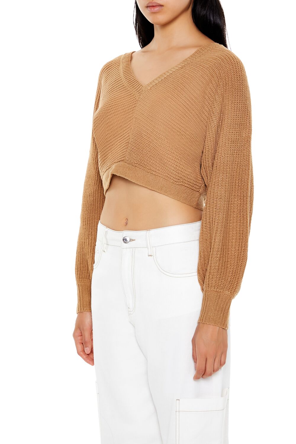  Forever 21 Open-Back Cropped Sweater - cream - Bonton