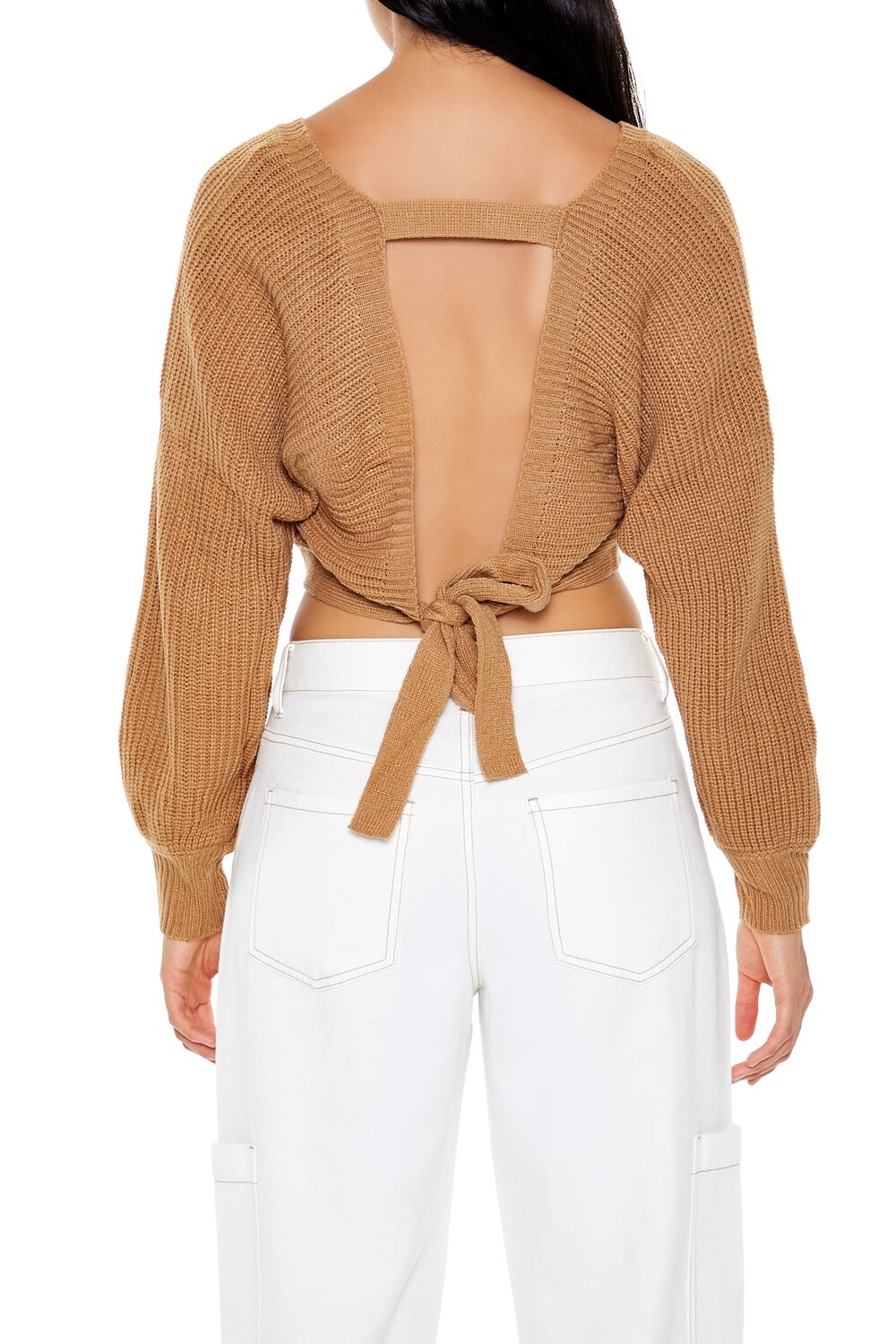  Forever 21 Open-Back Cropped Sweater - cream - Bonton