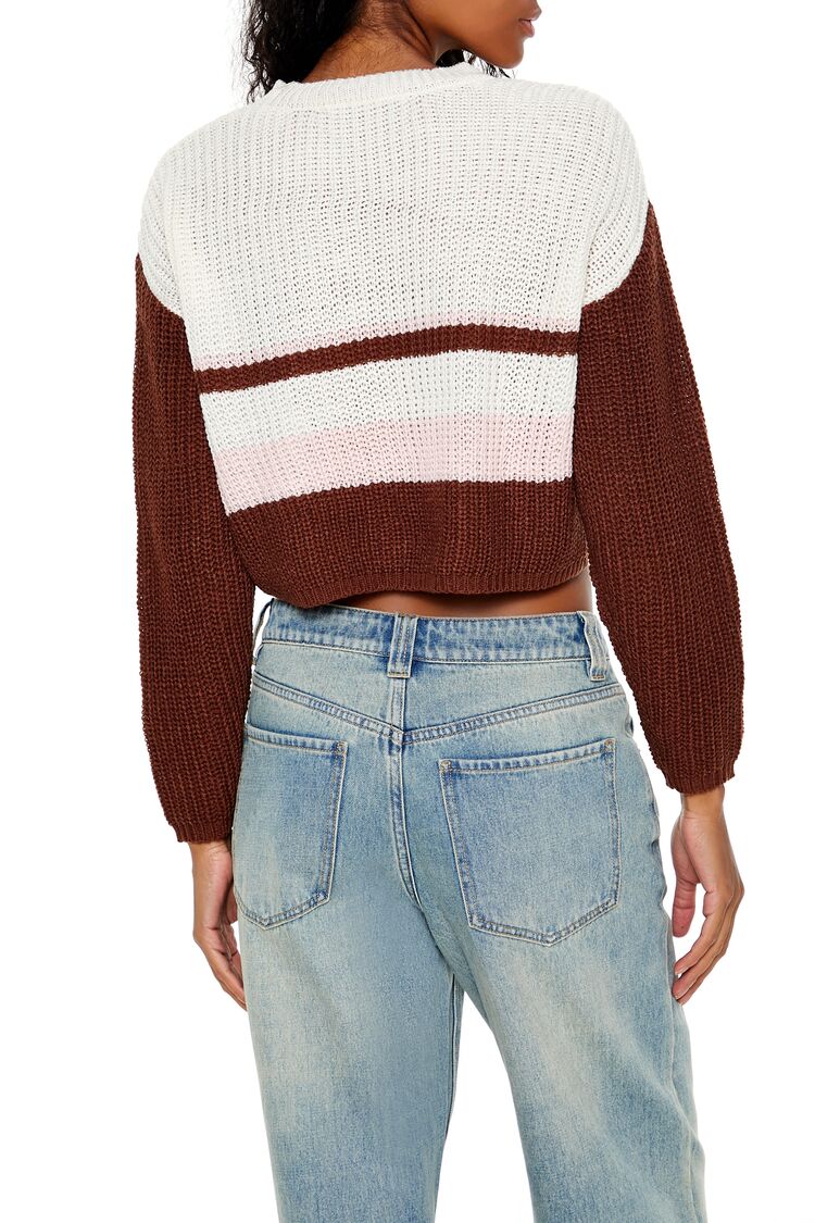  Forever 21 Colorblock Cropped Sweater - brown multi - Bonton