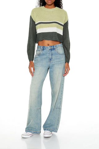 Colorblock Cropped Sweater