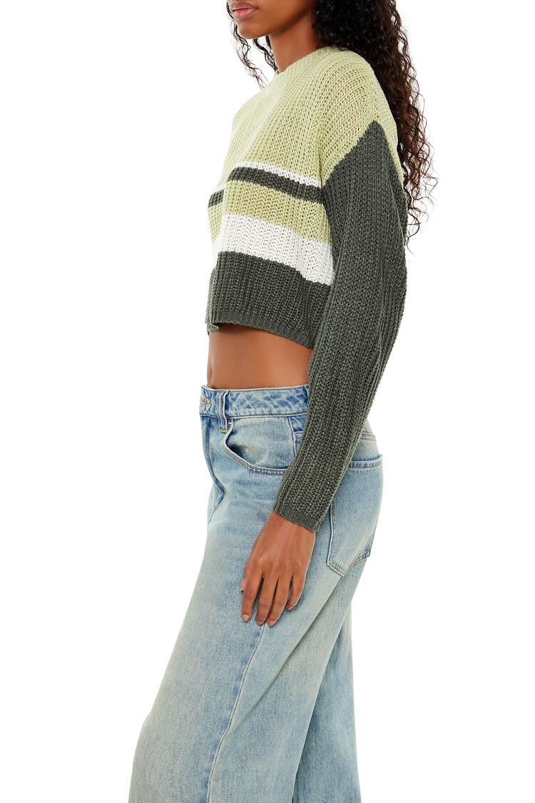  Forever 21 Colorblock Cropped Sweater - brown multi - Bonton