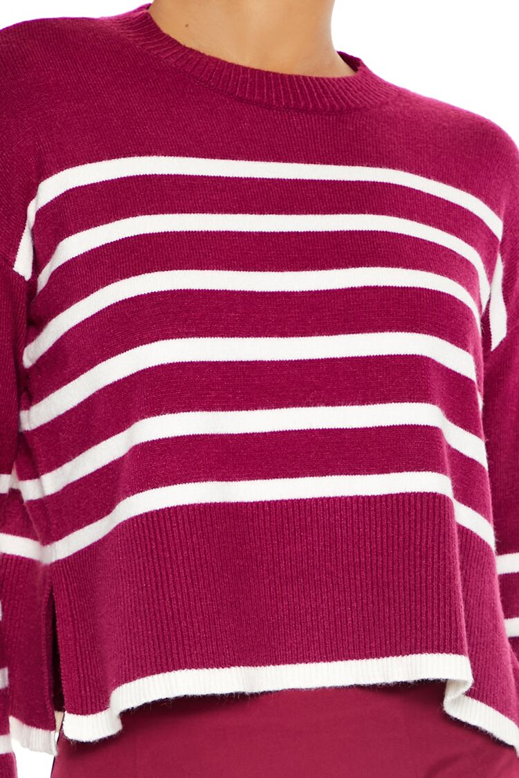  Forever 21 Striped Cropped Sweater - red multi - Bonton